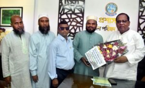জেলা পরিষদ প্রশাসকের সাথে ওলামা দলের সৌজন্য সাক্ষাত