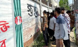 মৌলভীবাজারে দেয়াল লিখনে ছাত্রদলের ব্যাকরণ বিসর্জন