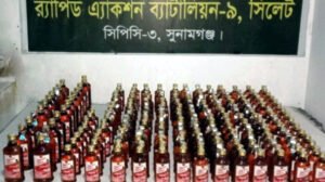 সুনামগঞ্জে বিপুল বিদেশি মদ উদ্ধার করলো র‌্যাব