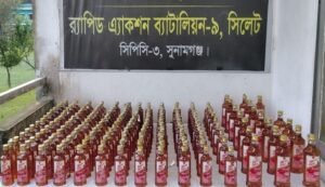 তাহিরপুরে ১৯৩ বোতল বিদেশি মদ জব্দ